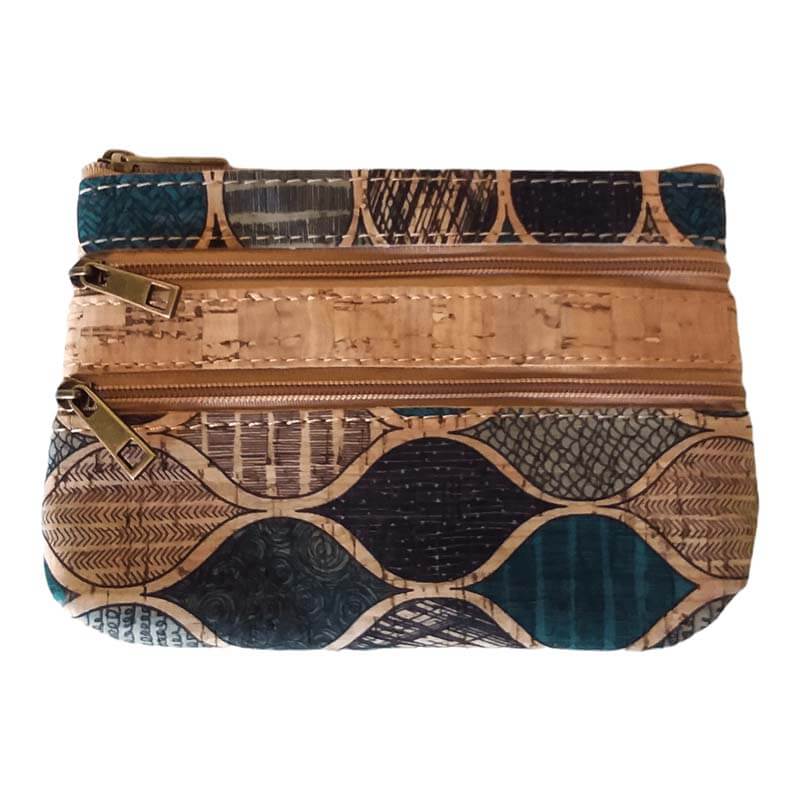 EL BURRO Wave Kork Geldbörse 3 Zipper