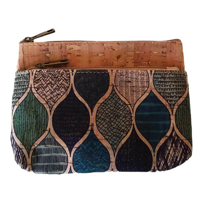 EL BURRO Wave Kork Geldbörse 2 Zipper