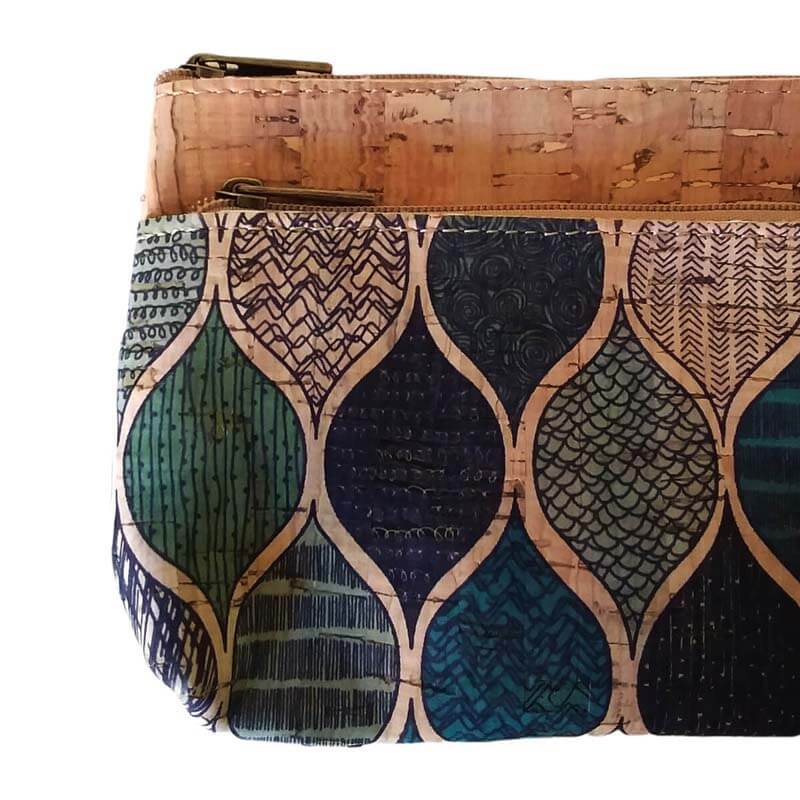 EL BURRO Wave Kork Geldbörse 2 Zipper