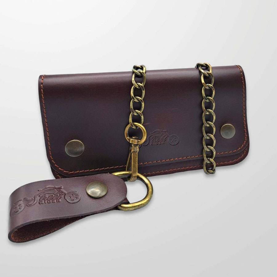 Street RIDER Leder Biker Börse Geldbörse mit Kette bordo