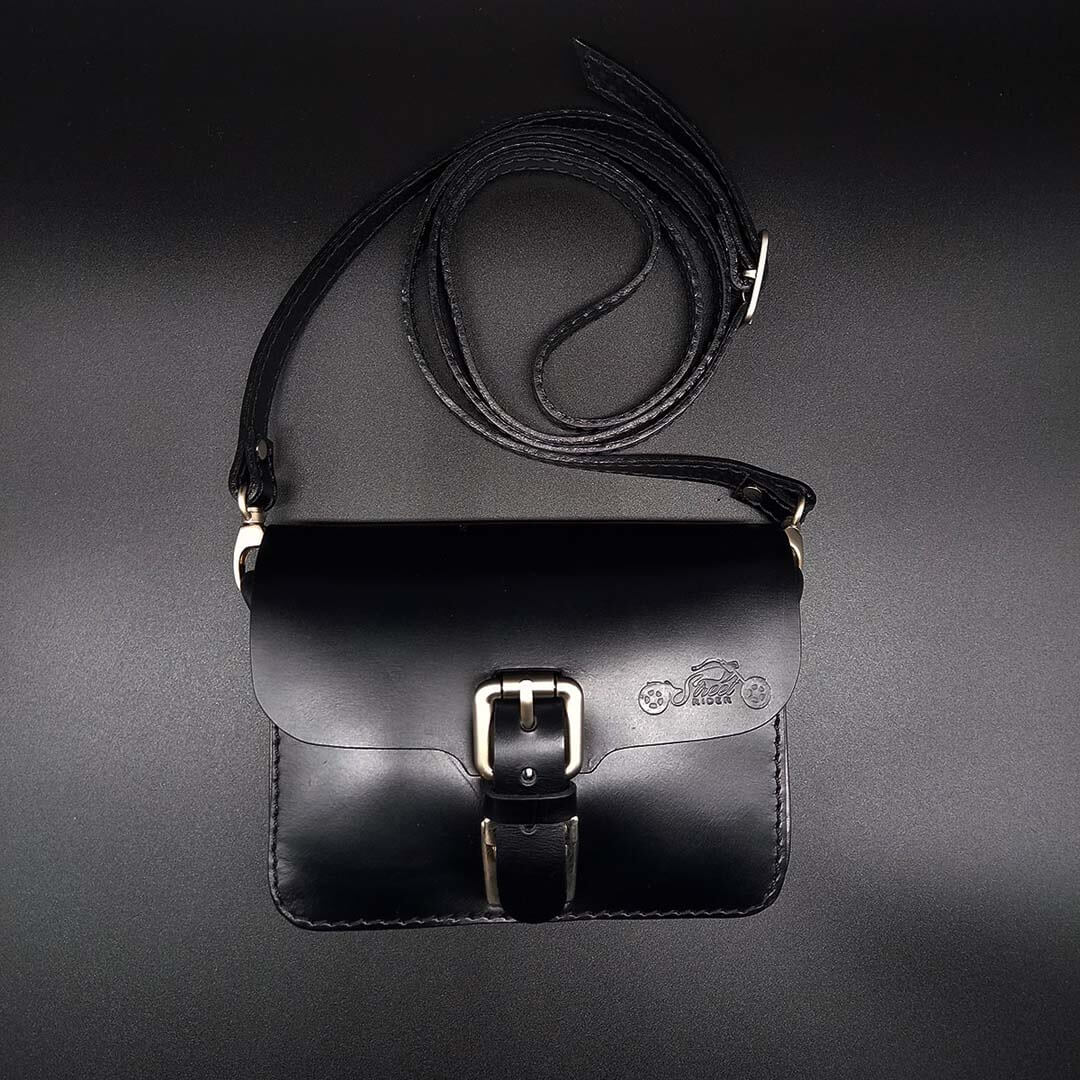 Street RIDER Echt Leder 2 in 1 Umhängetasche Gürteltasche Motorrad schwarz